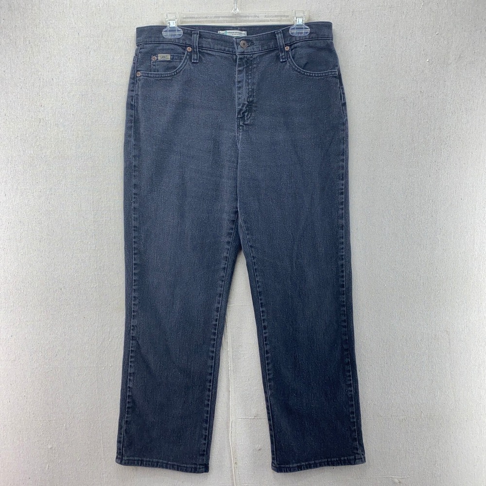 Lee Jeans Womens 10 Dark Black Denim Pants Relaxed Straight High Rise Stretch